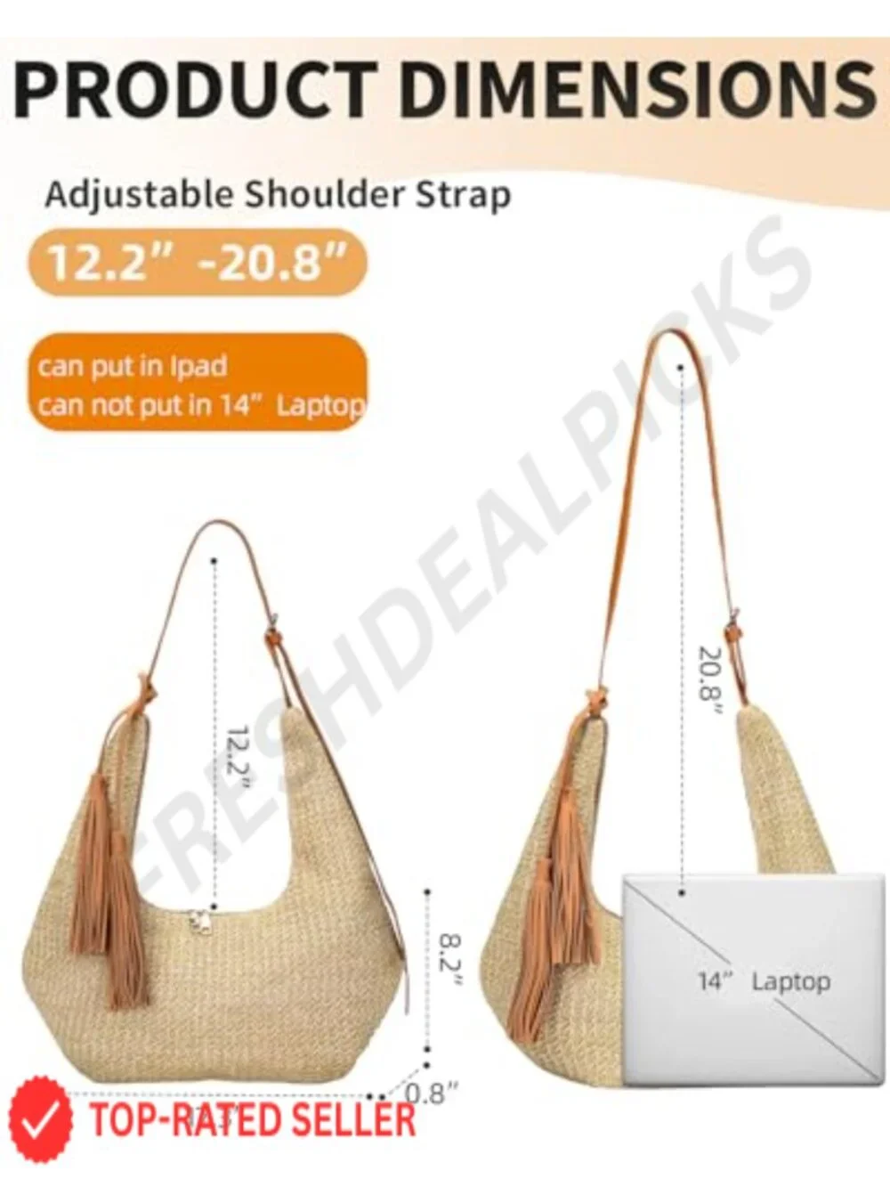 Vintage Boho Straw Fringe Tassel Hobo Handbag Women Crossbody Shoulder Bag